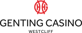 Genting Casino Westcliff logo, displaying the iconic red Genting emblem above bold black text, representing the casino located in Westcliff-on-Sea.