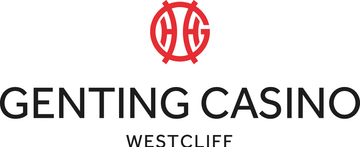 Genting Casino Westcliff logo, displaying the iconic red Genting emblem above bold black text, representing the casino located in Westcliff-on-Sea.