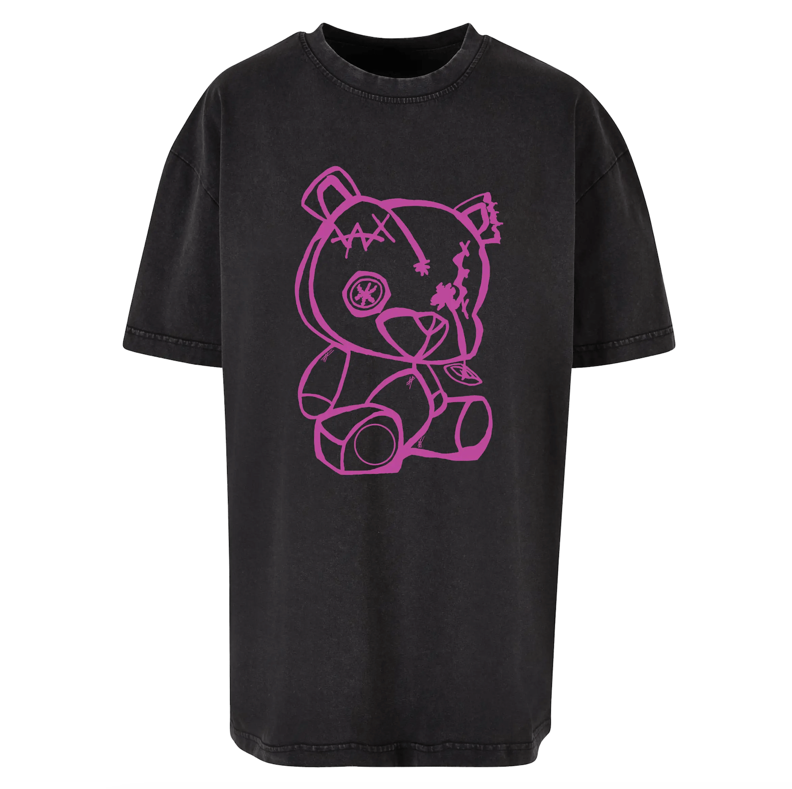 TTB - Pink Hollow Bear - Ladies Oversized Acid T-Shirt - Ink Stitch Press