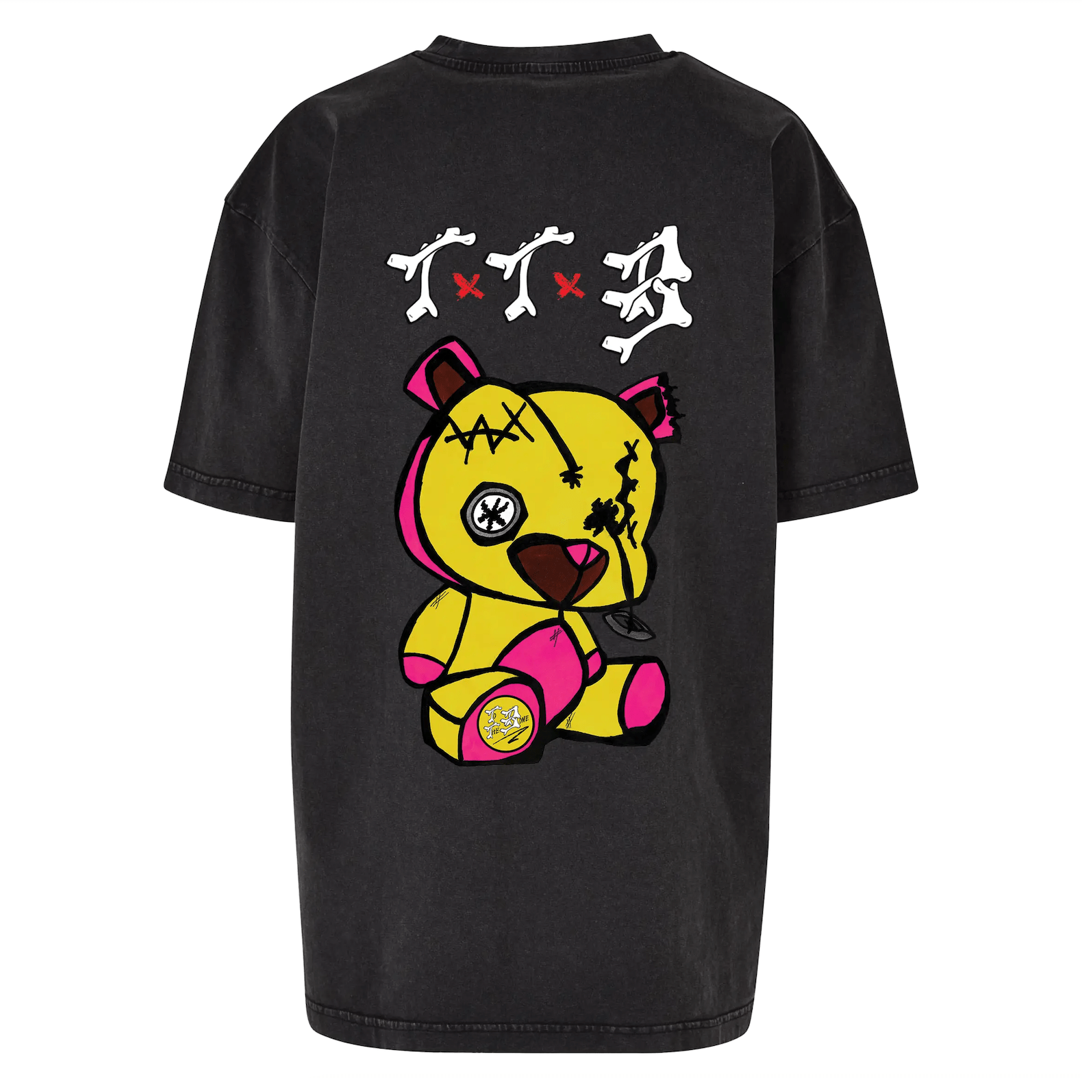 TTB - Yellow Bear - Ladies Oversized Acid T-Shirt - Ink Stitch Press